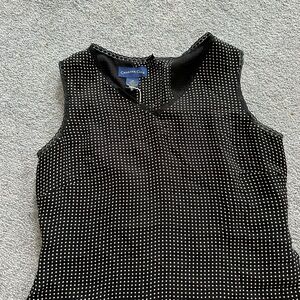 Charter Club Black and White Polka Dot V-Neck Blouse Silk